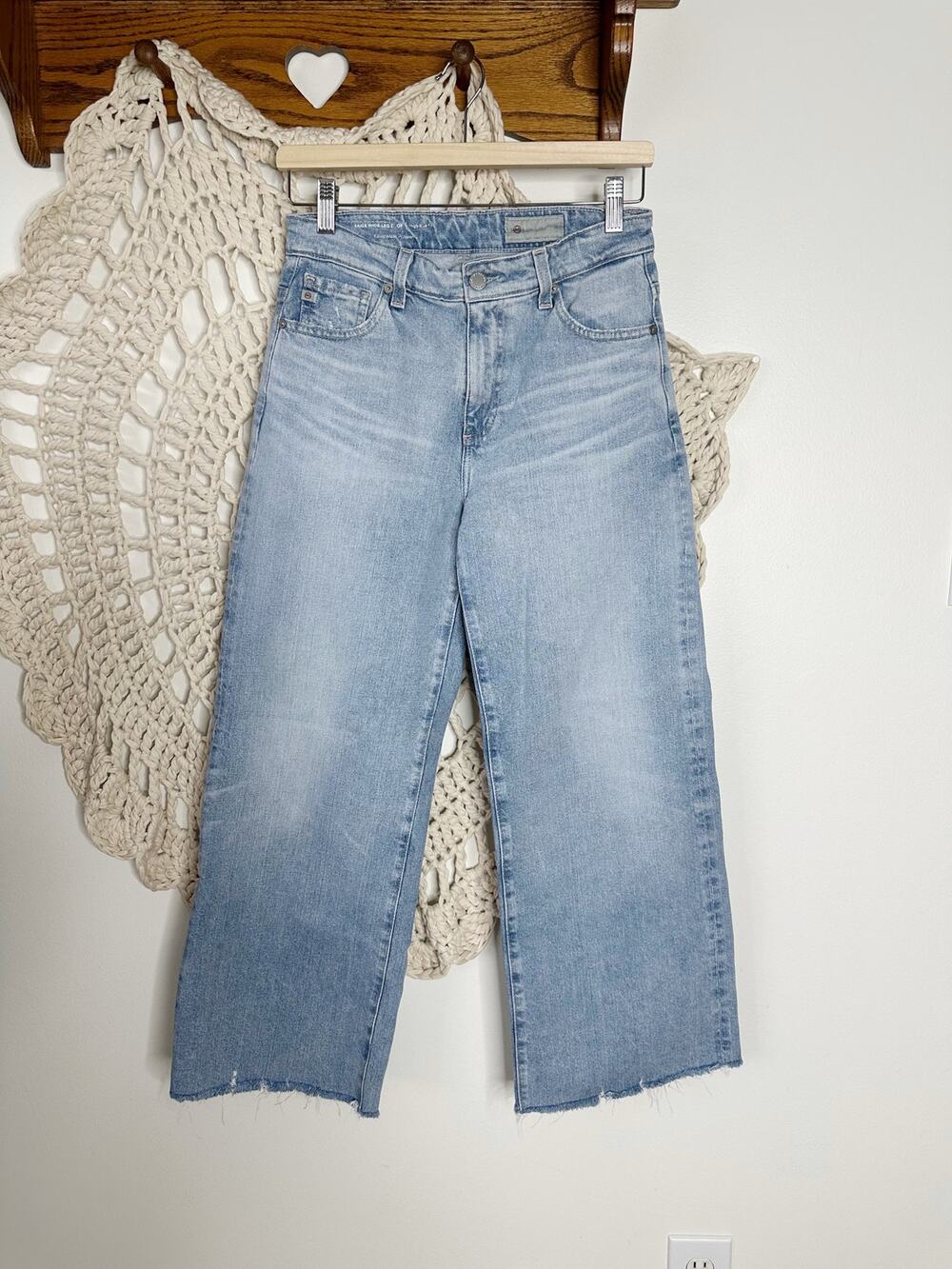 AG Jeans Adriano Goldschmeid Saige Wide Leg Crop High Rise Jeans Size 2/25